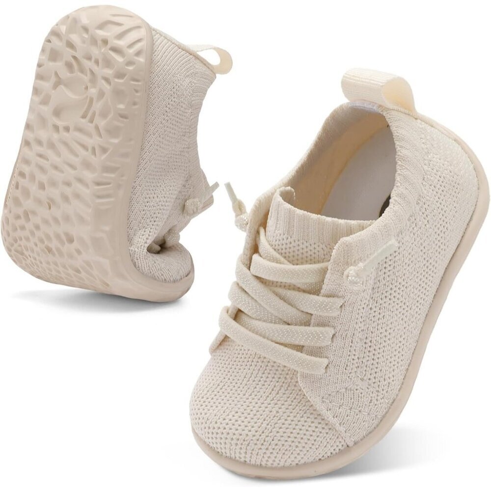 Infant Solidbeige Knit Lightweight Slip On Breathable Barefoot  Soft Sock Shoes